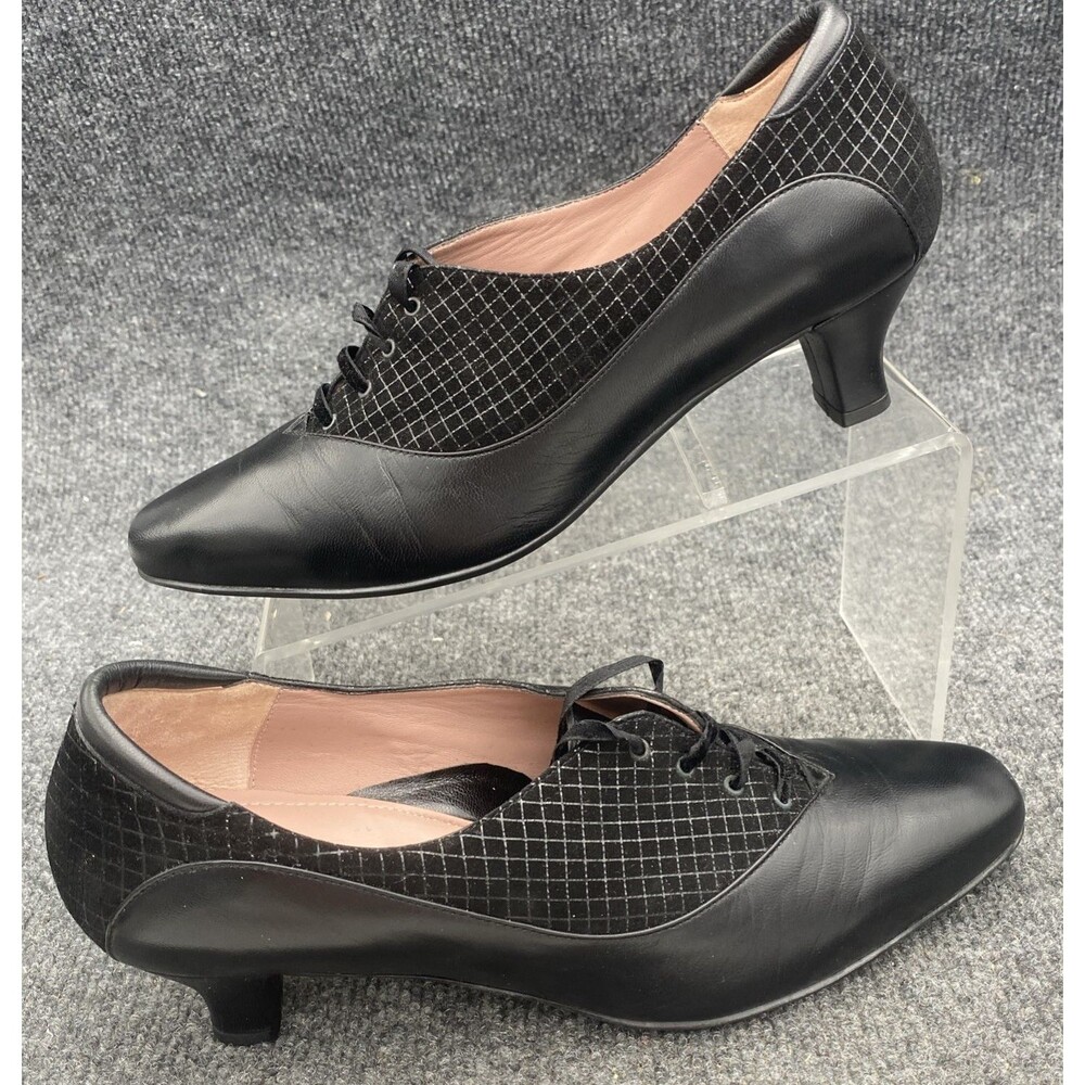 BeautiFeel Joan 7083 Black Leather Suede Net Pumps Women's Size 41 M Oxford Heel - Picture 7 of 14